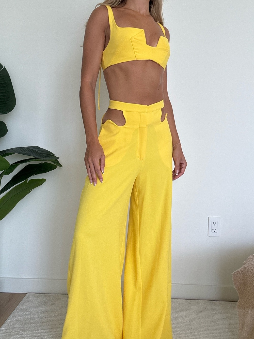 Sunshine Cutout High-Rise Wide-Leg Pants